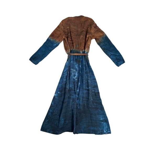 Anthropologie Cloth & Stone Perla Tie-Dye Maxi Shirtdress Belted Western Boho M - Picture 3 of 10